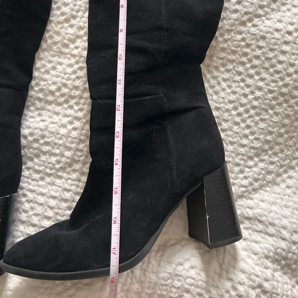A New Day Faux-Suede Block-Heel Side Zip Knee-High Black Boots Women's Size 6.5 - Picture 3 of 9